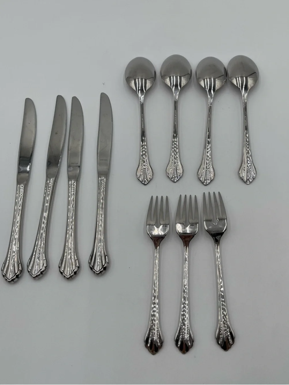 Oneida BANCROFT Glossy Stainless USA Assorted Flatware Knives Spoons Forks 11 Pc